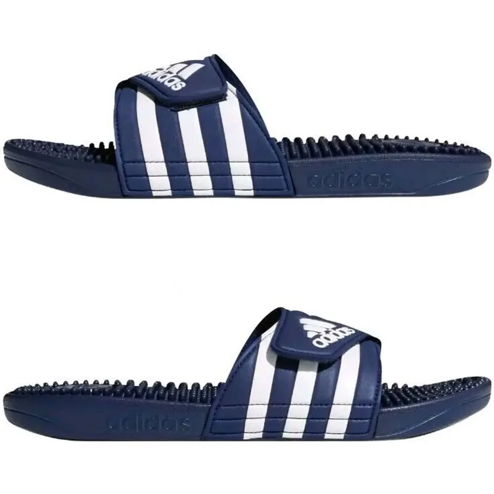 adidas Adult M10,W11 Unisex Adissage Sandal Slides Dark Blue/White/Dark Blue NIB